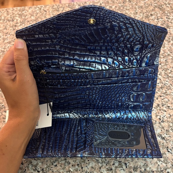 Brahmin Shimmering Blue Embossed Clutch
